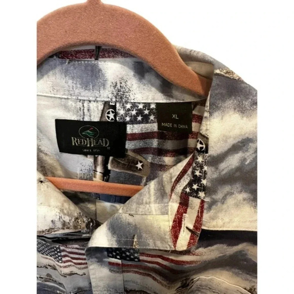 Redhead Blue Patriotic American Navy Flag Short Sleeve Shirt Size XL‎ - Picture 3 of 3